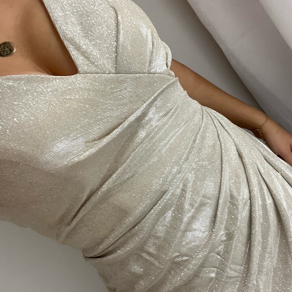 Champagne Shimmer May Queen Prom/Wedding Guest Dress